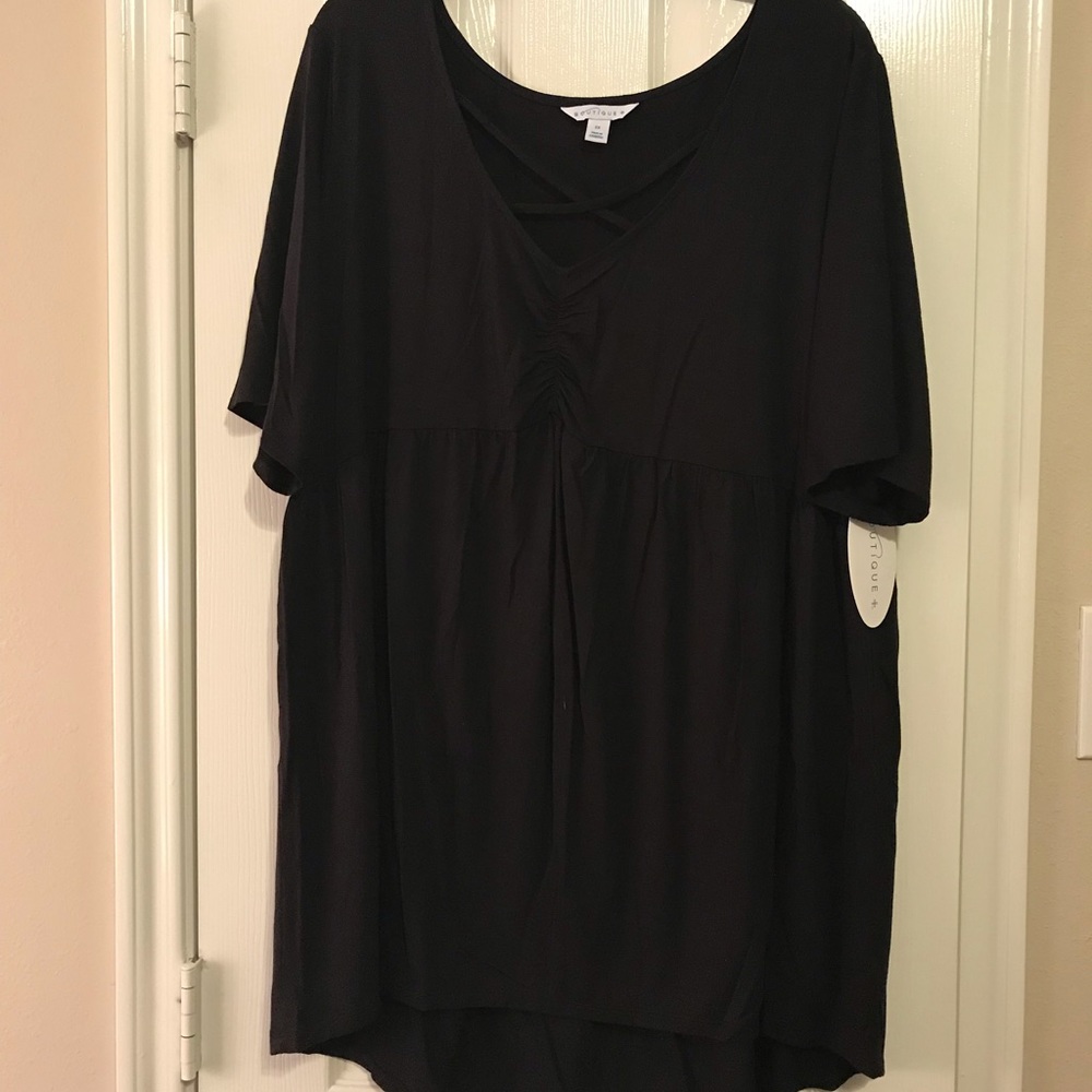 NWT Black top with detail on neck
